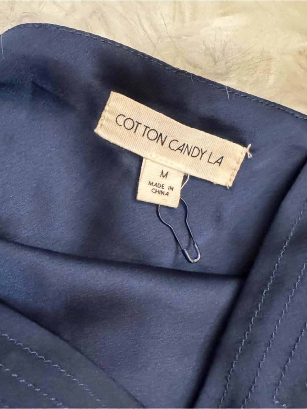 Cotton Candy LA Navy Satin Slip Dress Size M NWOT - Picture 4 of 8